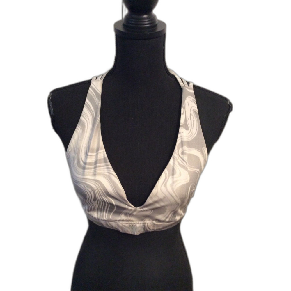 Victoria's Secret PINK Ultimate Gray marble Sports Bra Size Large L